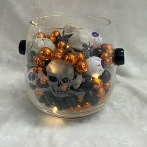 Large Halloween Glass Vase with Skull